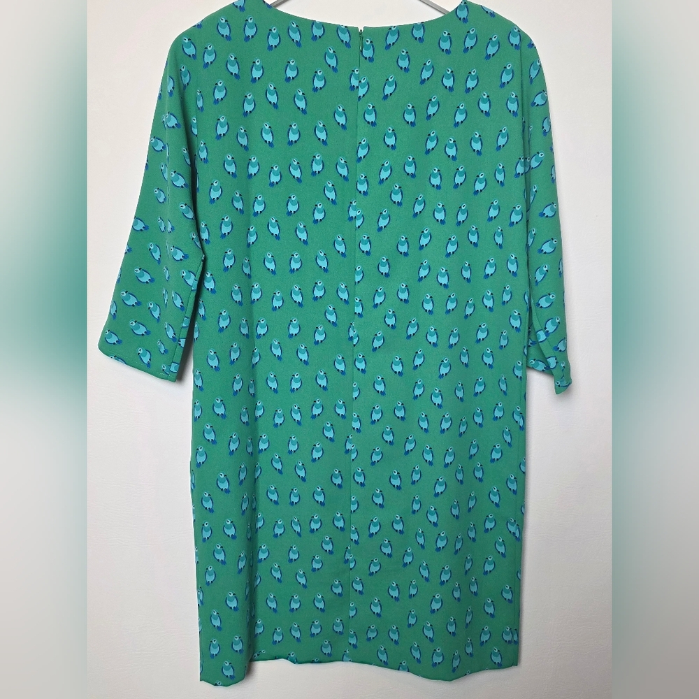 Ann Taylor Loft Womens Dress Bird Print Green Size Small - Picture 2 of 8